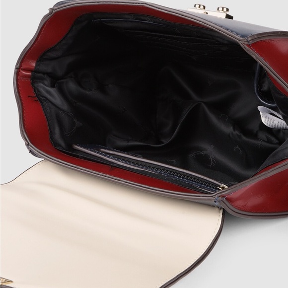 Navy blue colourblocked regular PU swagger handheld bag - Picture 5 of 8